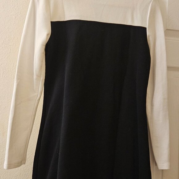 DKNY Chic Y2K Career black white long sleeve quarter zip colorblock dress M - Picture 9 of 9